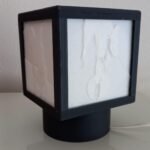 Lithophane tipo cubo, com base para iluminação.
