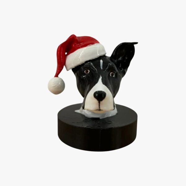 Edição de Natal – Busto Cão Personalizado Pintado à Mão